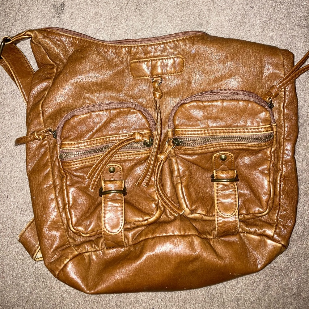 Faux brown leather bag